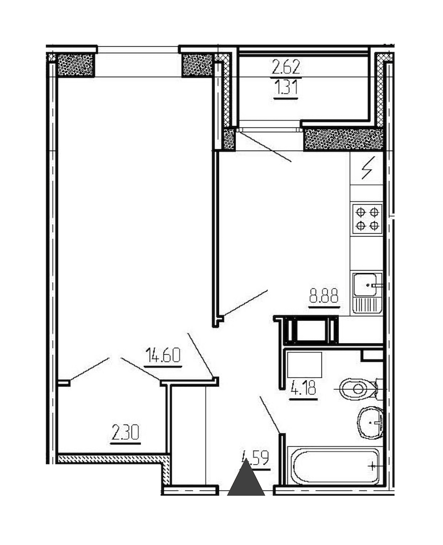 1-комнатная квартира 35.86 м², 9/15 эт., ЖК «Стороны Света»